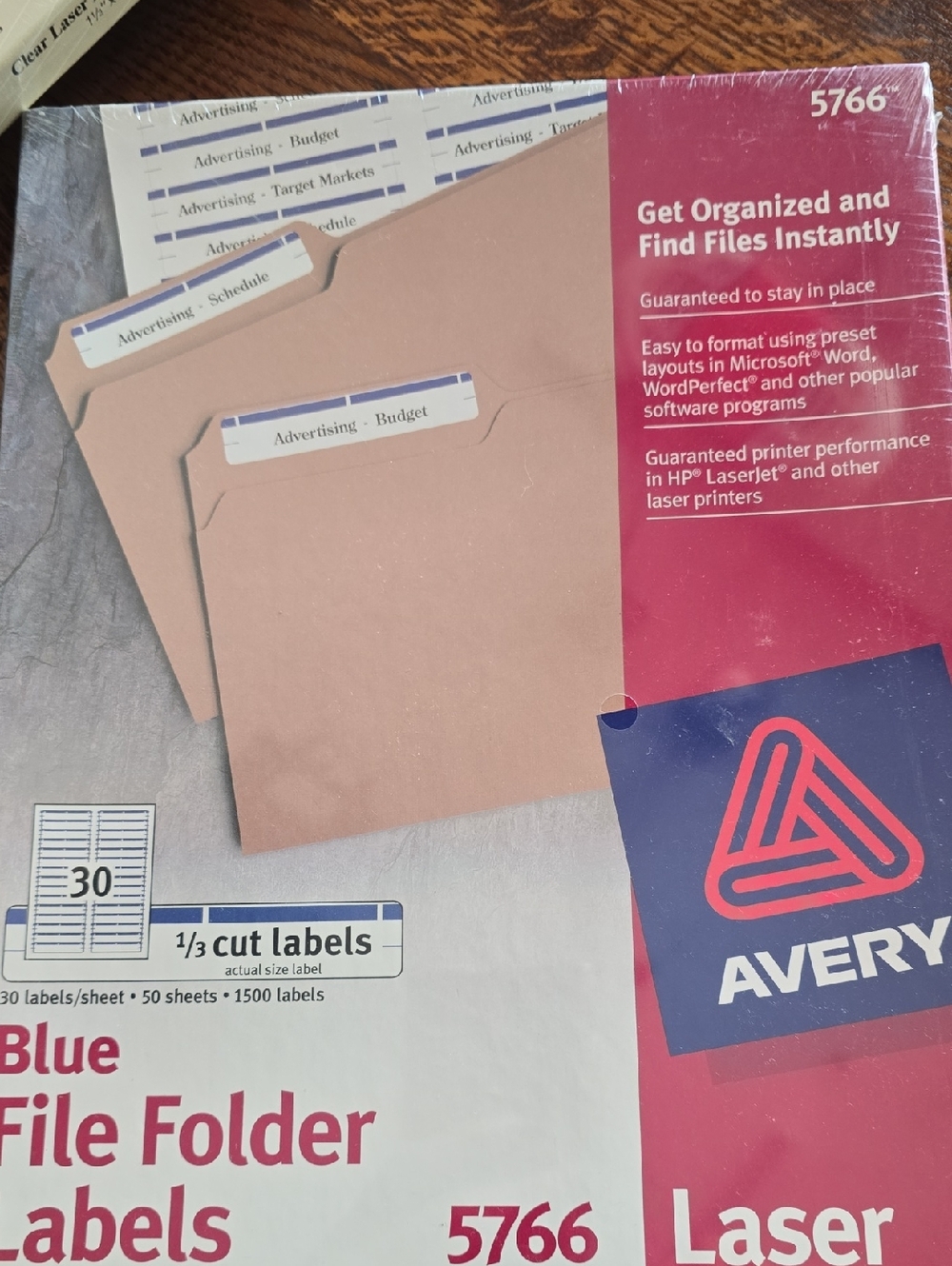 Avery Blue and White File Folder Labels